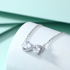 S925 Silver Double Heart Zircon Necklace