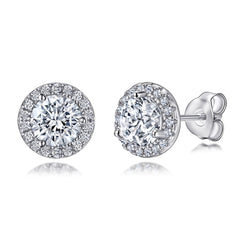 925 Silver Zircon Ring Round Necklace Earrings Set