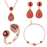 925 Silver Open Ring Tassel Earrings Necklace