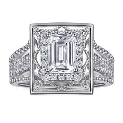 925 Silver Vintage Square CZ Ring
