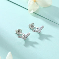 925 Silver V Letter Stud Earrings