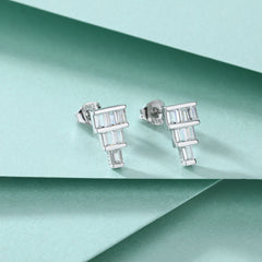 S925 Silver T-Crystal Stud Earrings