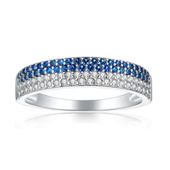 925 Silver Two-Tone Pavé Stack Ring