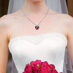 S925 Silver Rose Heart Ruby Necklace