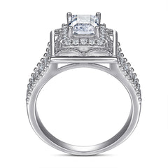 925 Silver Vintage Square CZ Ring