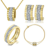 925 Silver Starry Ring Stack Bracelet Earrings Necklace