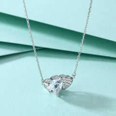 S925 Silver Double Heart Zircon Necklace
