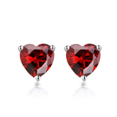 S925 Zodiac Heart Earrings - Birthstone CZ Studs