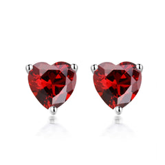 S925 Zodiac Heart Earrings - Birthstone CZ Studs