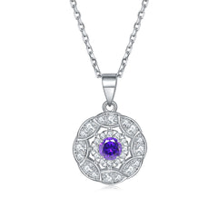 S925 Silver Peridot Zircon Solitaire Pendant Necklace