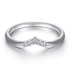 925 Silver V-Shaped CZ Wedding Band