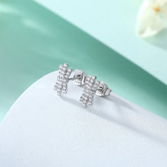 S925 Silver Bow Zircon Earrings