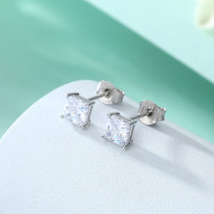 925 Silver Solitaire Square Studs