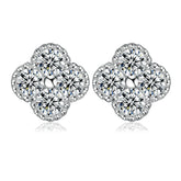 S925 Silver Clover Zircon Stud Earrings