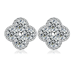 S925 Silver Clover Zircon Stud Earrings