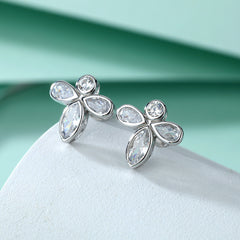 925 Silver Bee Clover Studs