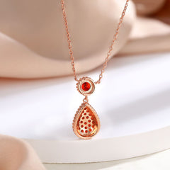 S925 Rose Gold Silver Garnet Necklace