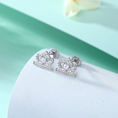 925 Silver Crown Heart Studs