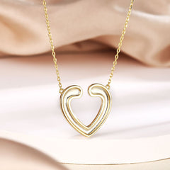 S925 Silver Gold Heart Pendant Necklace
