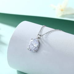 S925 Silver Oval Zircon Pendant Necklace
