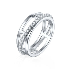 925 Silver Triple Ring Earrings Circle Necklace