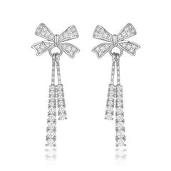 925 Silver Bow Drop Earrings