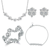 925 Silver Earrings Ring Necklace Bracelet Set