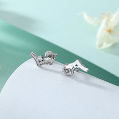 925 Silver V Letter Stud Earrings