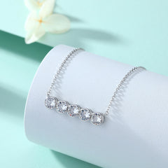 S925 Silver Round Channel-Set Zircon Necklace