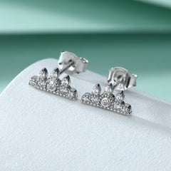 S925 Silver Crown Princess Studs