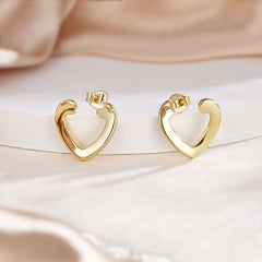 S925 Heart Stud Earrings - Trendy Silver Jewelry