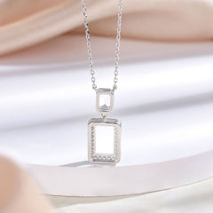 S925 Silver Square Zircon Pendant Necklace