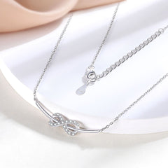 S925 Silver Infinity Bow Choker Necklace