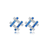S925 Silver Blue Zircon Geometric Stud Earrings