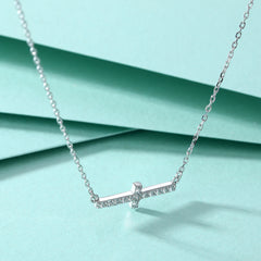 S925 Silver Cross Zircon Necklace