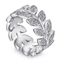 925 Silver Leaf Wrap Ring