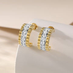 S925 Silver Zircon Hoop Earrings