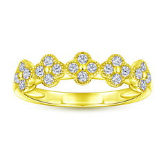 925 Silver Clover Pavé Ring