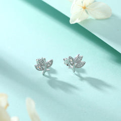 925 Silver Leaf Zirconia Earrings