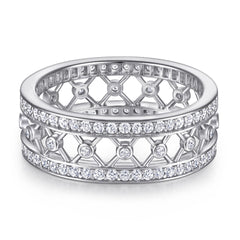 925 Silver Hollow Ring Half Circle Earrings Necklace Set