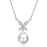 S925 Silver Pearl Clover Necklace