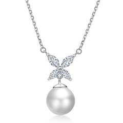 S925 Silver Pearl Clover Necklace