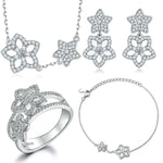 925 Silver Star Ring Necklace Earrings Bracelet