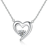 S925 Silver Heart Zircon Pendant Necklace