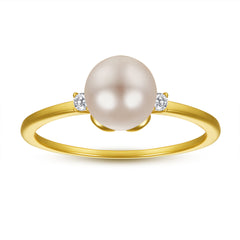 S925 Gold Plated Pearl Ring - Dainty Index Finger