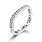 925 Silver Single Row Square Diamond Ring