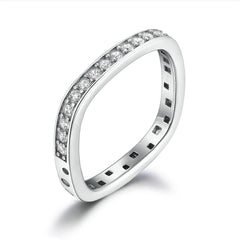 925 Silver Single Row Square Diamond Ring