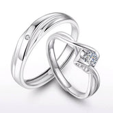S925 Couple Rings Set - Adjustable Angel Kiss