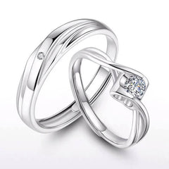 S925 Couple Rings Set - Adjustable Angel Kiss