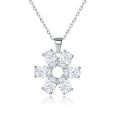 S925 Silver Floral Oval Zircon Necklace